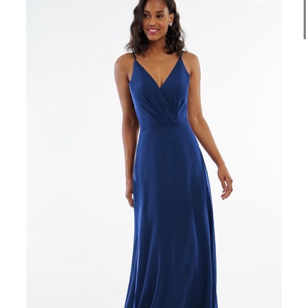 Jasmine Bridal JB P216002 Charlotte Chiffon Long Bridesmaid Dress Navy Size 2